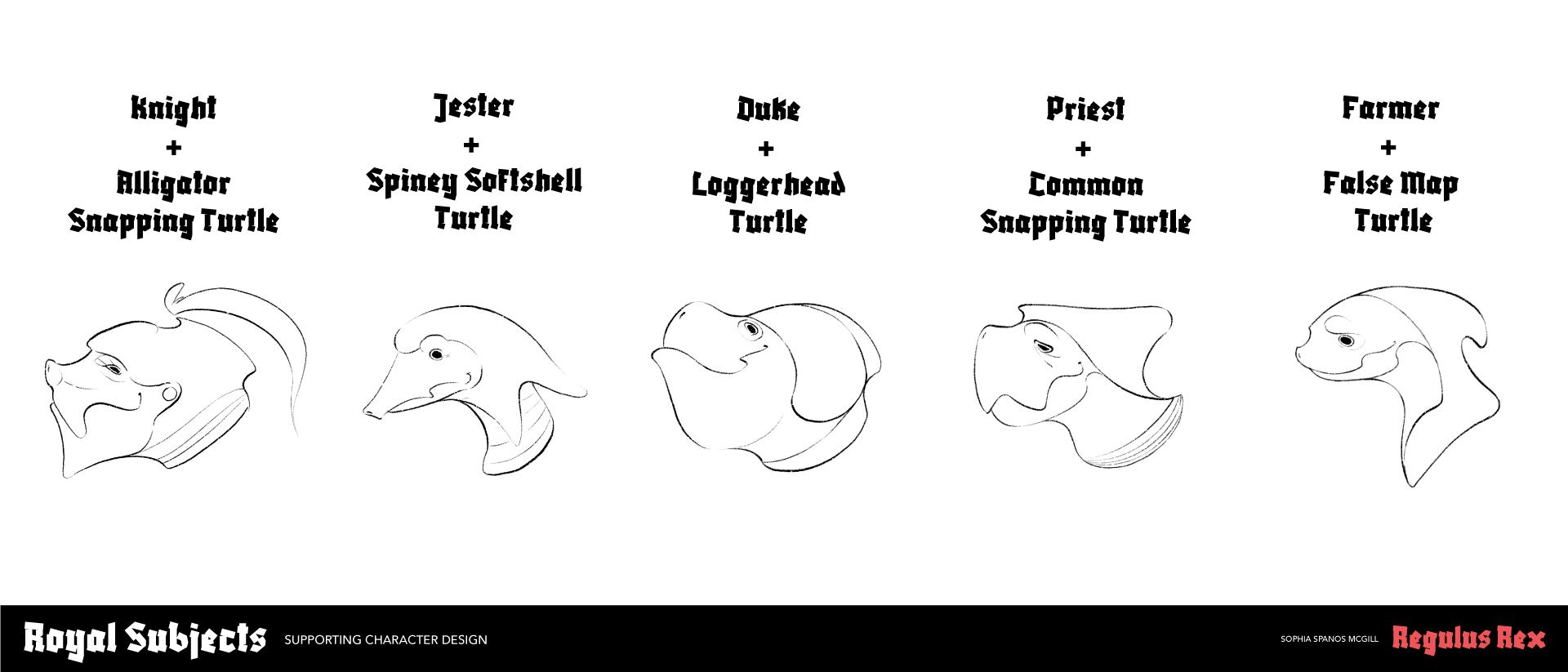 Regulus Rex Medieval supporting turtle character designs